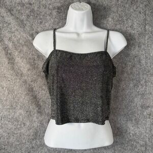 Y2K MadRag Glitter Slinky‎ Spaghetti Strap Crop Top Party Clubwear Sexy Size M